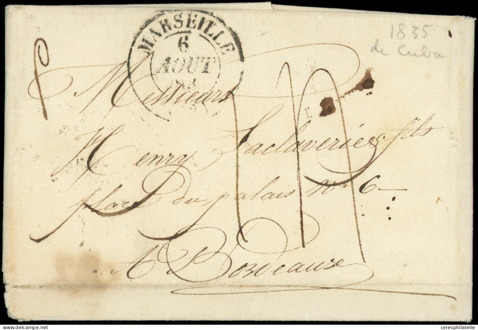 Let 5 Lettres En Proveance De Cuba, 1774/1836, 1 Purifiée, 2 Confiées, 1 Postée à Marseille, TB - Collections (en Albums)