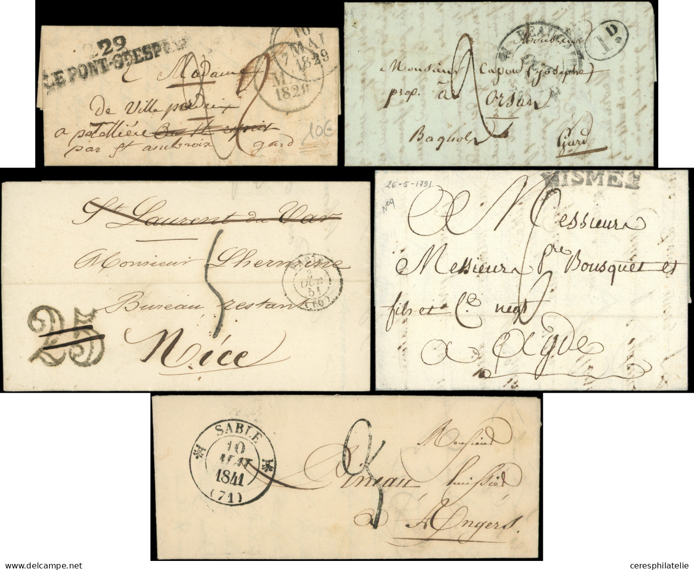 Let 9 Lettres Sans Timbres, Ancien Régime à Guerre De 1870, Dont Dates Intéressantes (fin 1848), TB - Sammlungen (im Alben)