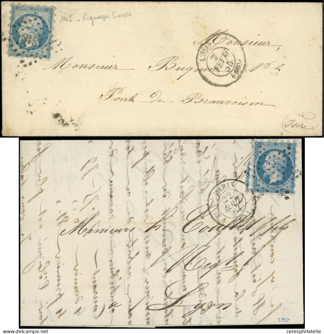 Let Empire Non Dentelé, 24 Lettres ou documents, affranchissements divers, dont N°11 seul, 12 seul, 14 piquage Susse, lo