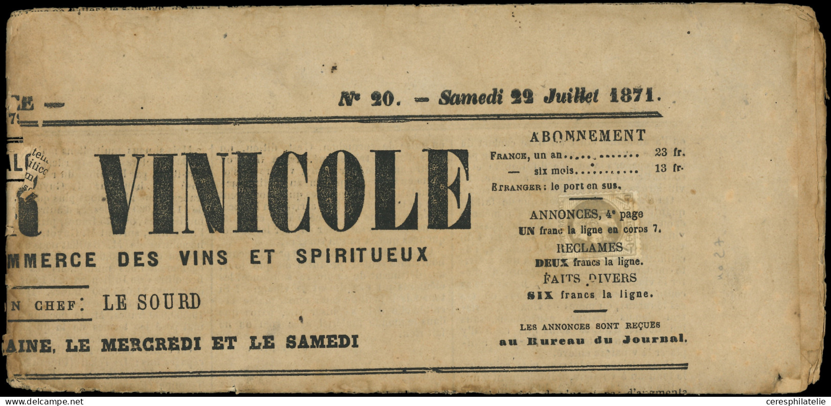 Let Lot De 16 Lettres Ou Documents Classiques Entre N°1854 Et 1871 + N°46Ad Bleu-outremer Obl., Dans L'ensemble TB - Sammlungen (im Alben)