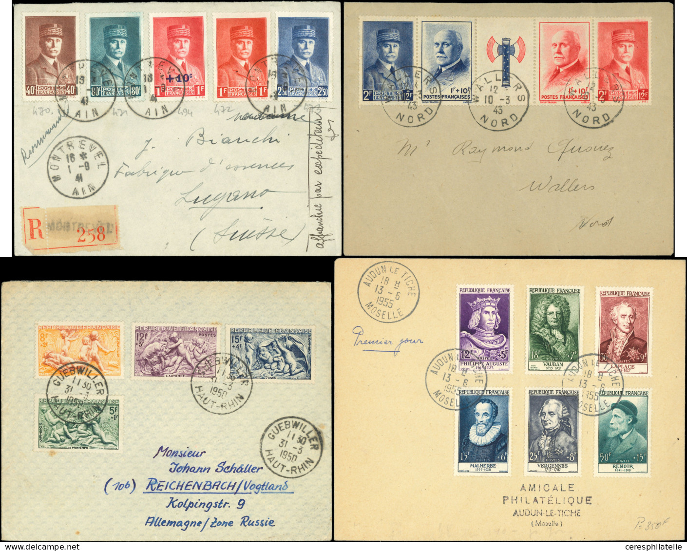 Let Lot De 11 Env. Affr. Commémo (1941-58) Dont N°867/72, 891/96 Et 1027/32, TB - Collections (with Albums)