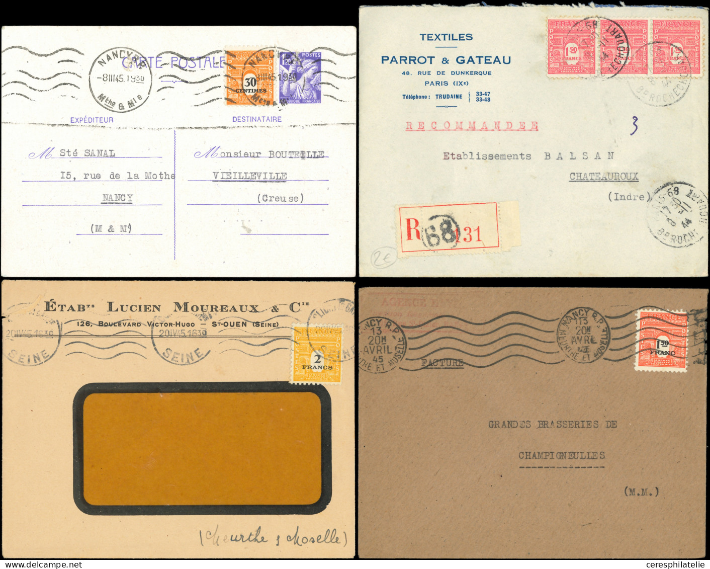 Let Arc De Triomphe, 20 Lettres Ou Documents Divers, Affranchissements Différents, TB - Collections (with Albums)