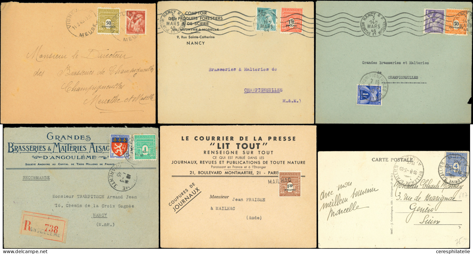 Let Arc De Triomphe, 20 Lettres Ou Documents Divers, Affranchissements Différents, TB - Collections (en Albums)