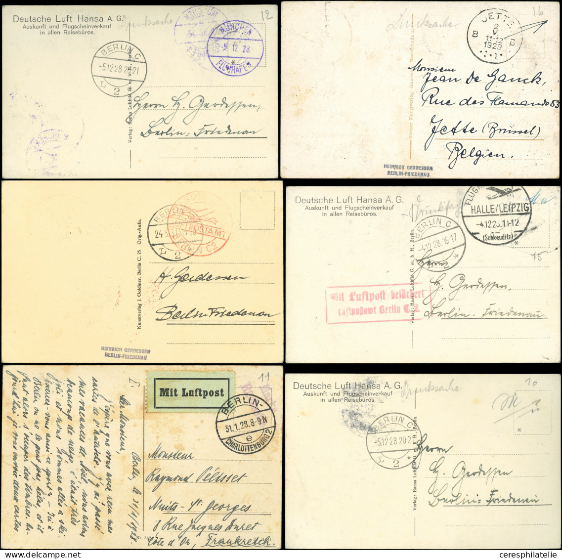 Let Allemagne, Empire, 7 CP Par Avion Et Une Env. Olympiafahrt, 1928-36, TB - Collections