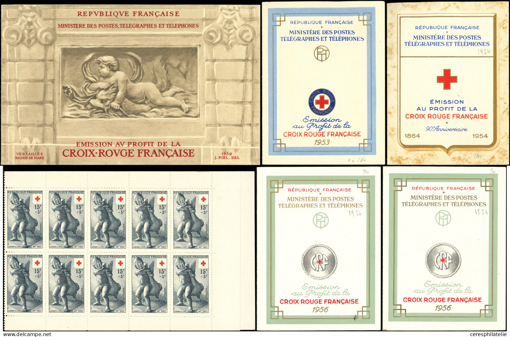 ** Ensemble De Carnets Croix Rouge, 1952/55, 1956 (2), 1957/62, 1970 Variété 27 Mm, TB - Colecciones (en álbumes)