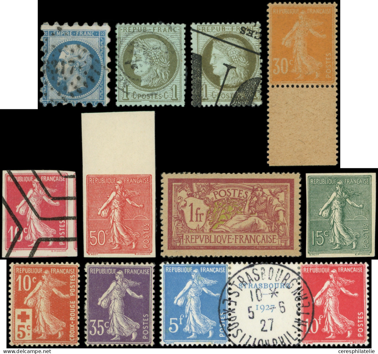 France, 11 Timbres Classiques Et Semi-modernes, Neufs Et Obl. Dont Variétés, B/TB - Collections (en Albums)