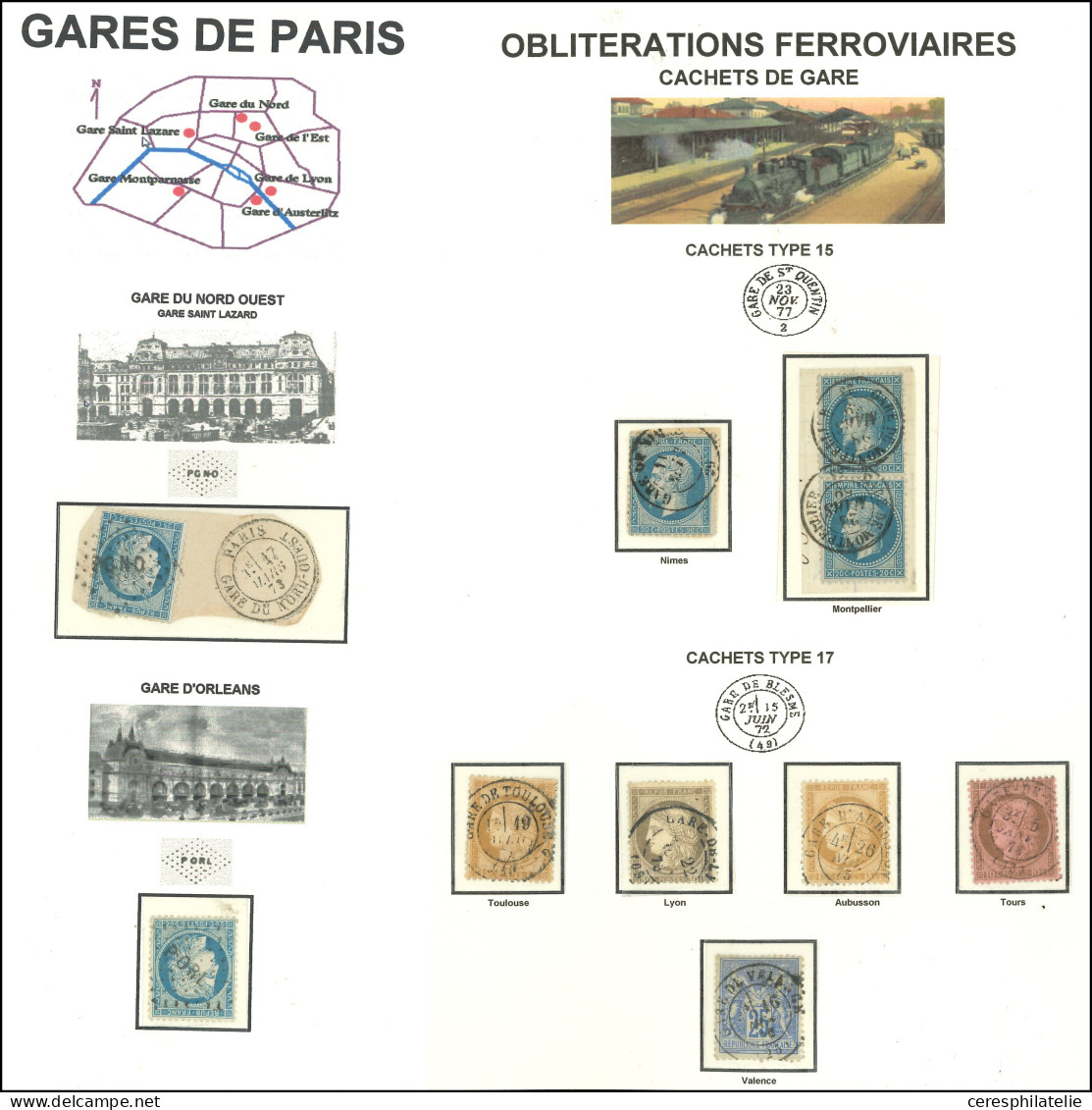 Collection D'obl. Ferroviaires (càd Ambulants, Conv. St, Cachets De Gares), Sur Détachés, 46 Pièces, Dans L'ensemble TB - Collections (en Albums)