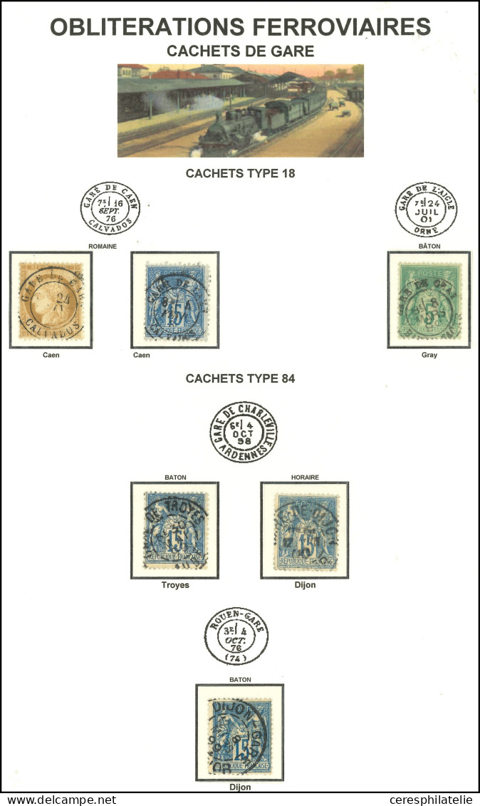 Collection D'obl. Ferroviaires (càd Ambulants, Conv. St, Cachets De Gares), Sur Détachés, 46 Pièces, Dans L'ensemble TB - Collections (en Albums)