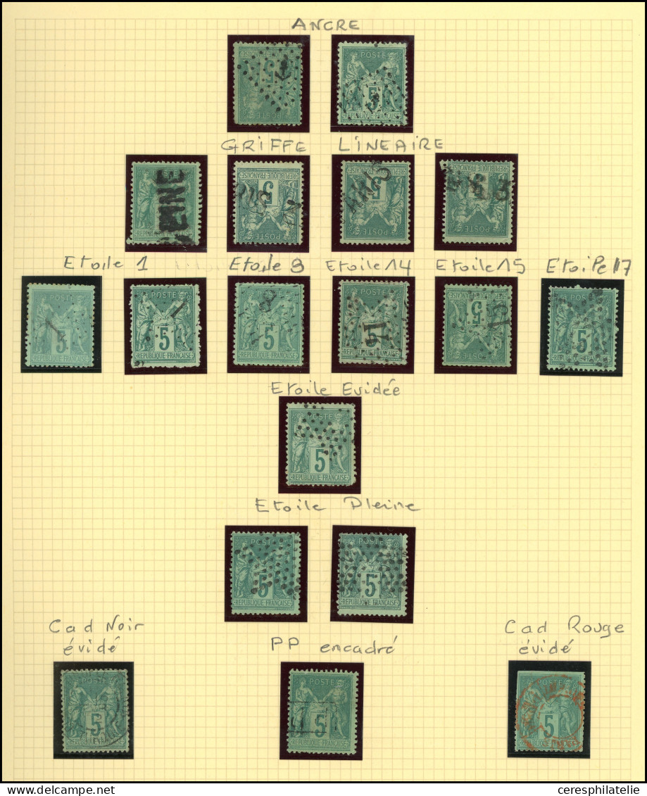 N°75 Obl. Ancre, Linéaire, Etoiles, Càd Et GC, 54 T. En Tout, TB - Collections (en Albums)