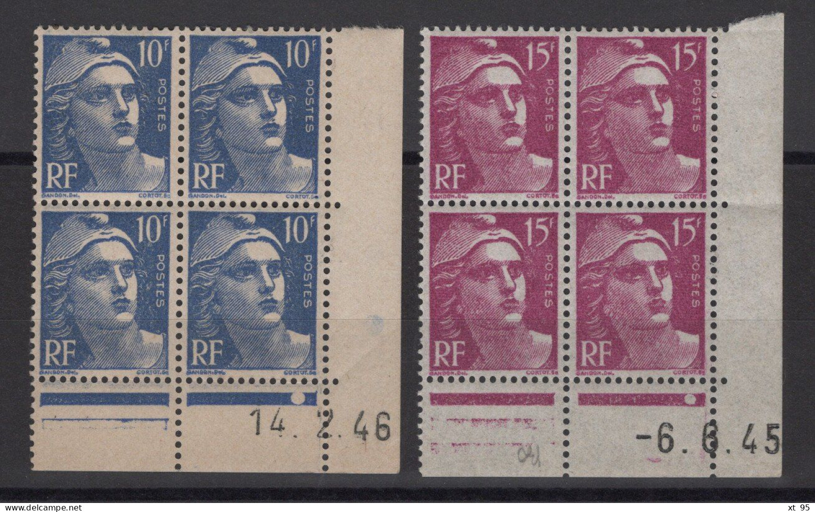 Marianne De Gandon - N°723 + 724 Coins Datés ** Neufs Sans Charniere - Cote 32.50 - 1945-54 Maríanne De Gandon