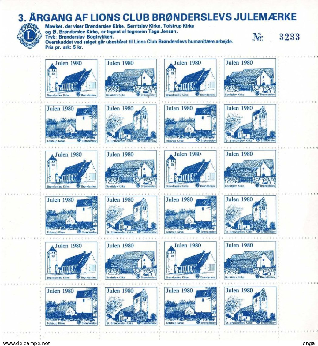 Denmark; Lions Club.  Local Christmas Seals Brønderslev 1980 & 1981 - 2 Large And 2 Small Sheet - MNH(**) Not Folded. - Rotary, Lions Club