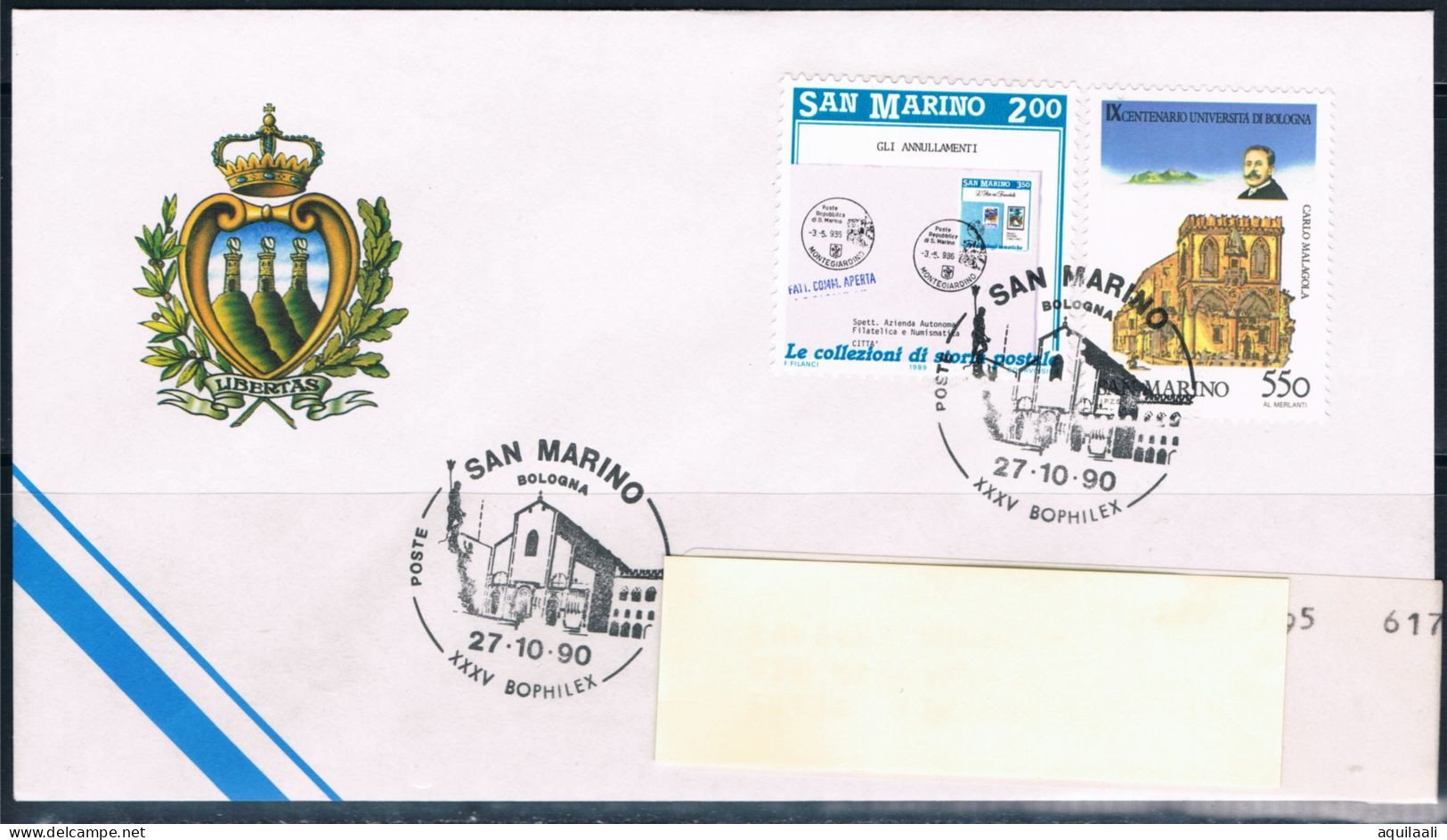 SAN MARINO 1990 -  Expo Filatelico "Bophilex 90 ", Annullo Speciale. - Philatelic Exhibitions