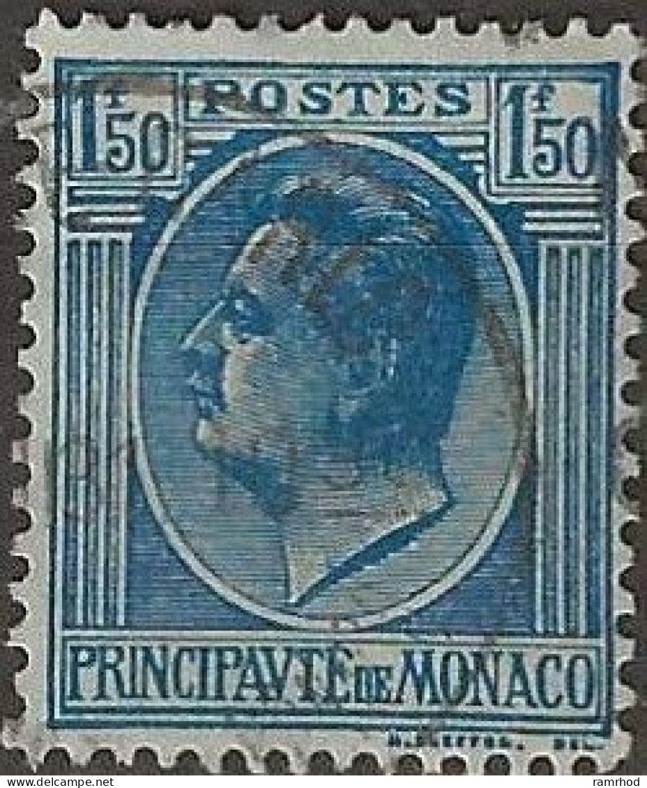 MONACO 1924 Prince Louis - 1f.50 - Blue On Blue FU - Oblitérés