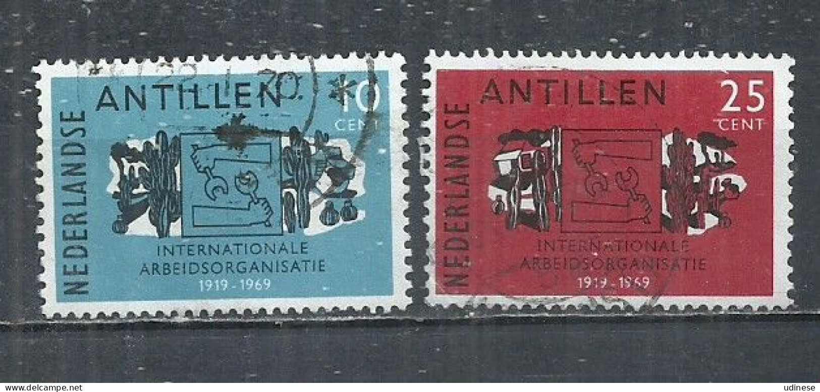 NETHERLANDS ANTILLES 1960 - 50th ANNIVERSARY OF I.L.O - CPL.SET - USED OBLITERE GESTEMPELT USADO - OIT