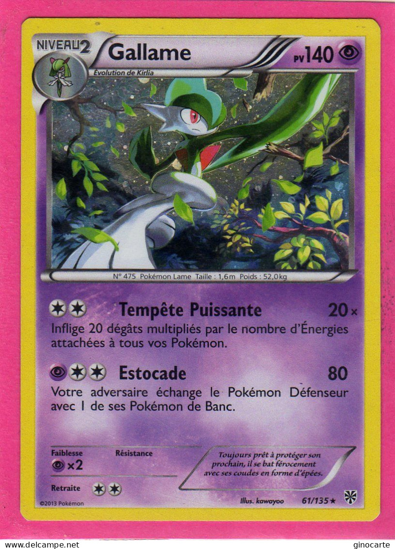 Carte Pokemon Francaise 2013 Noir Et Blanc Tempete Plasma 61/135 Gallame 140pv Bon Etat - Schwarze Und Weiße