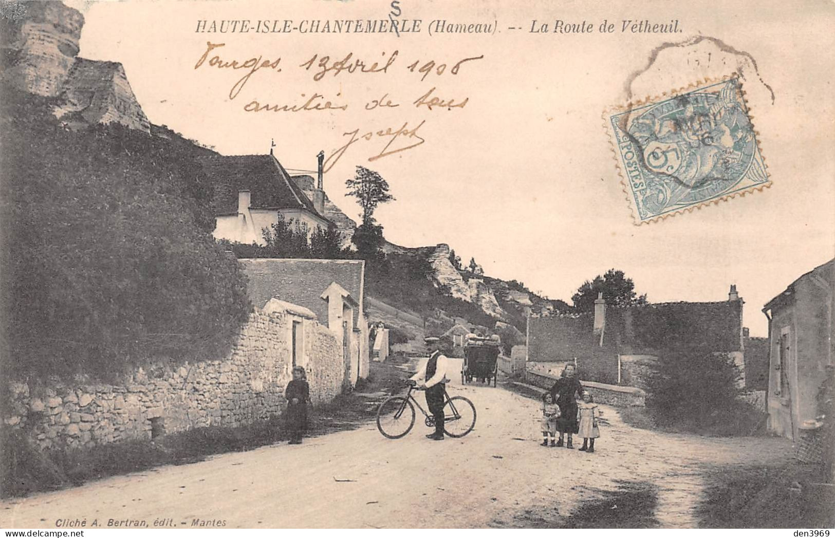 HAUTE-ISLE (Val-d'Oise) - Chantemerle - Chantemesle (Hameau) - Route De Vétheuil - Voyagé 1905 (2 Scans) Elbeuf - Haute-Isle