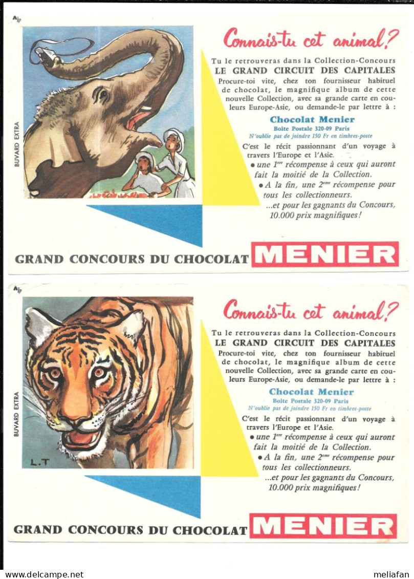 GF547 - BUVARD CHOCOLAT MENIER - TIGRE + ELEPHANT - Chocolat