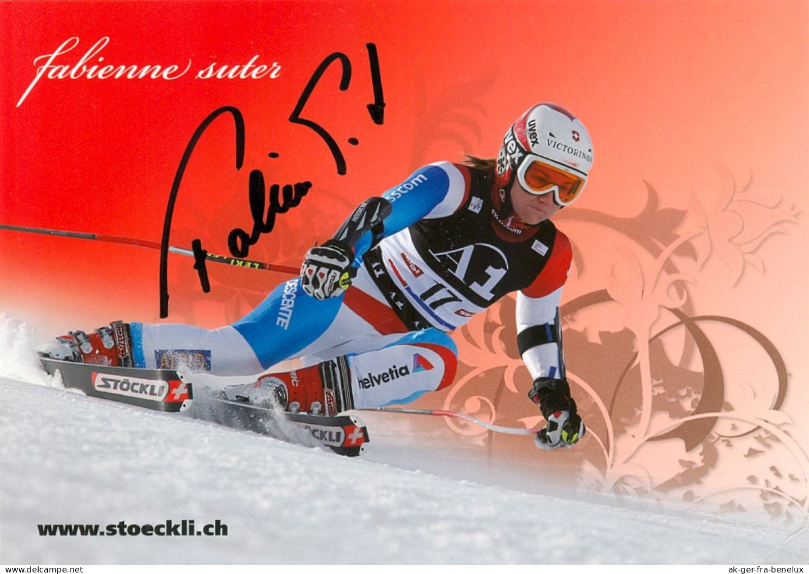 2) Autogramm AK Ski Alpin Schweiz Swissski Fabienne Suter 09-10 Hochstuckli-Sattel Kanton Schwyz Olympia Olympic Games - Autogramme