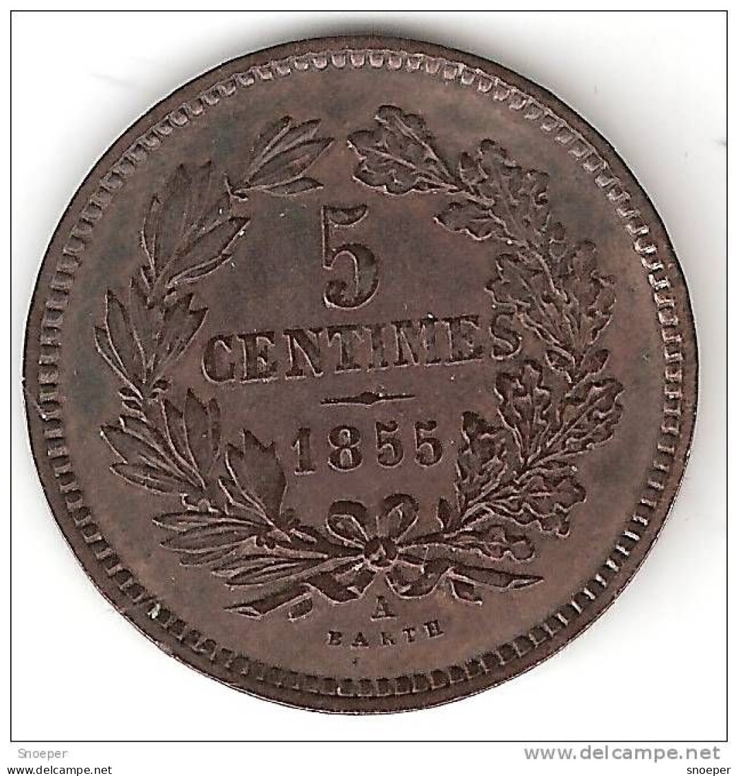 *luxembourg  5 Centimes 1855  Km 22.2  Xf !!!!!!!look !!!catalog Val 85$ - Luxemburg