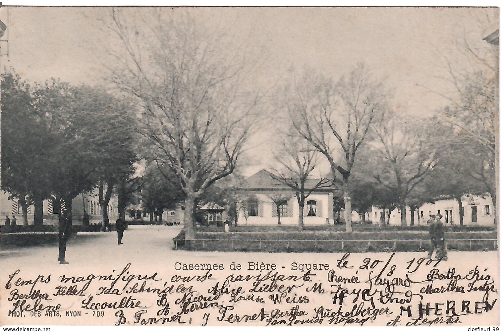 Casernes De Bière, Square. C. Précurseur Oblitérées. 20.VIII.01 + Cottens - Bière