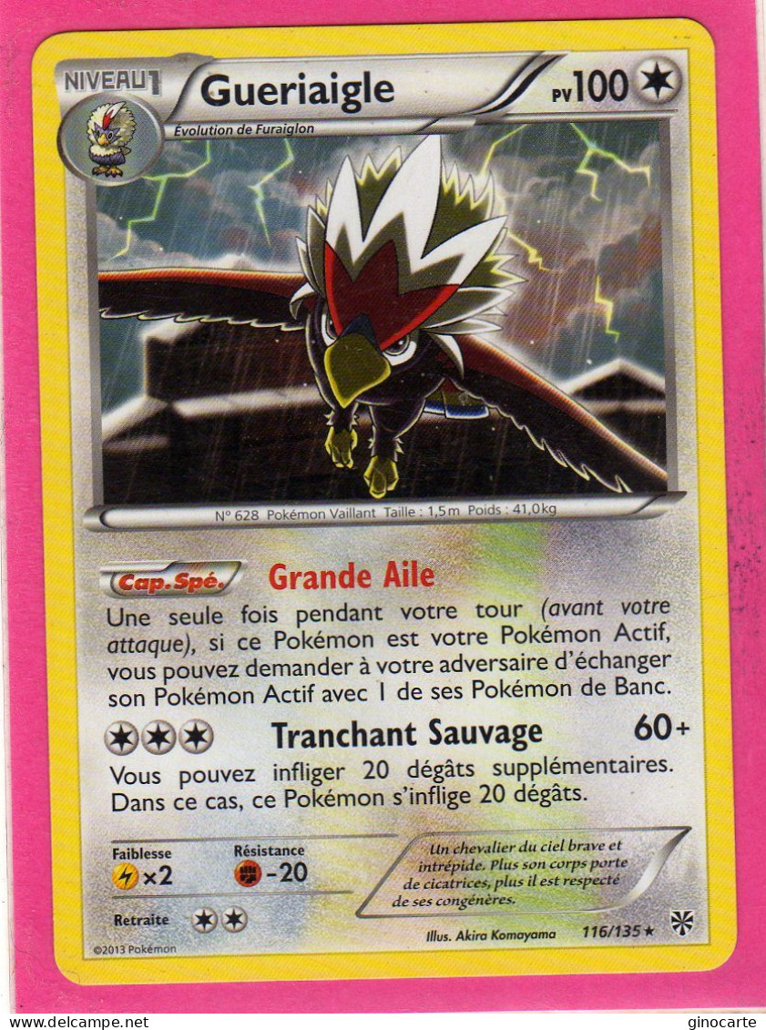 Carte Pokemon Francaise 2013 Noir Et Blanc Tempete Plasma 116/135 Gueriaigle 100pv Bon Etat - Noir & Blanc