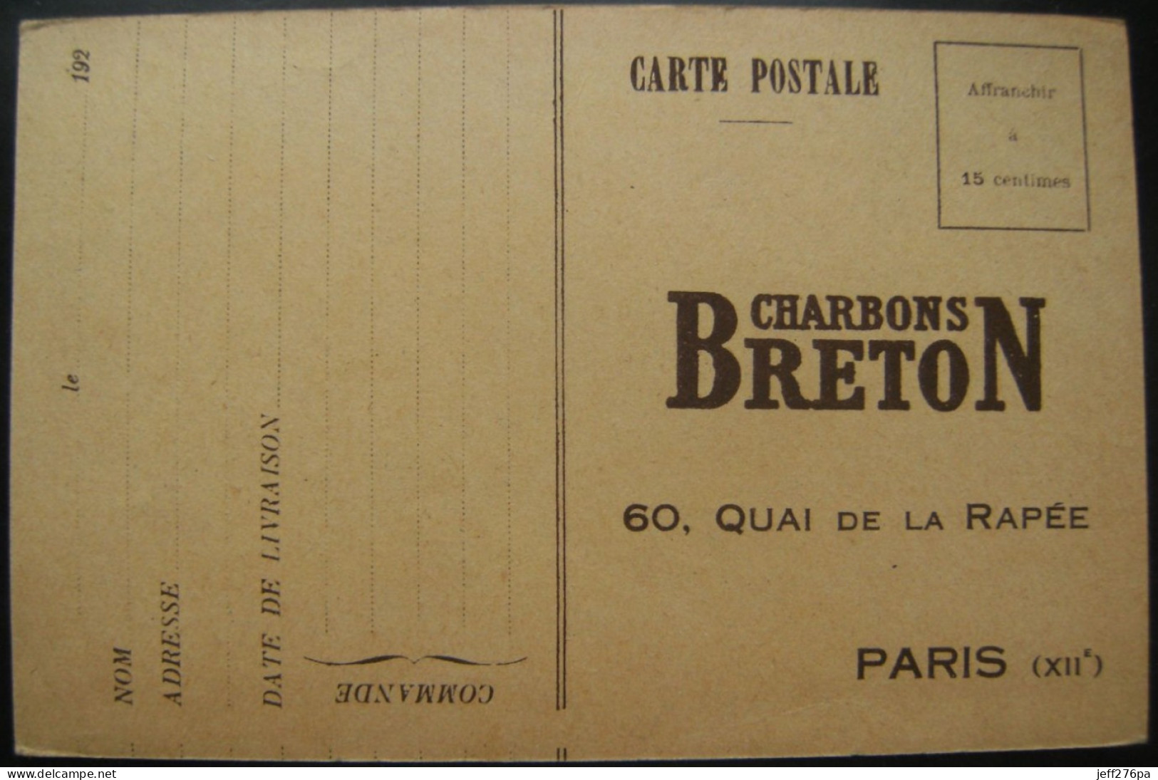 CPA Publicitaire Industrie - Charbons BRETON - Société Charbonnage Au 60 Quai De La Rapée Paris XIIème   A Voir ! - Industrial