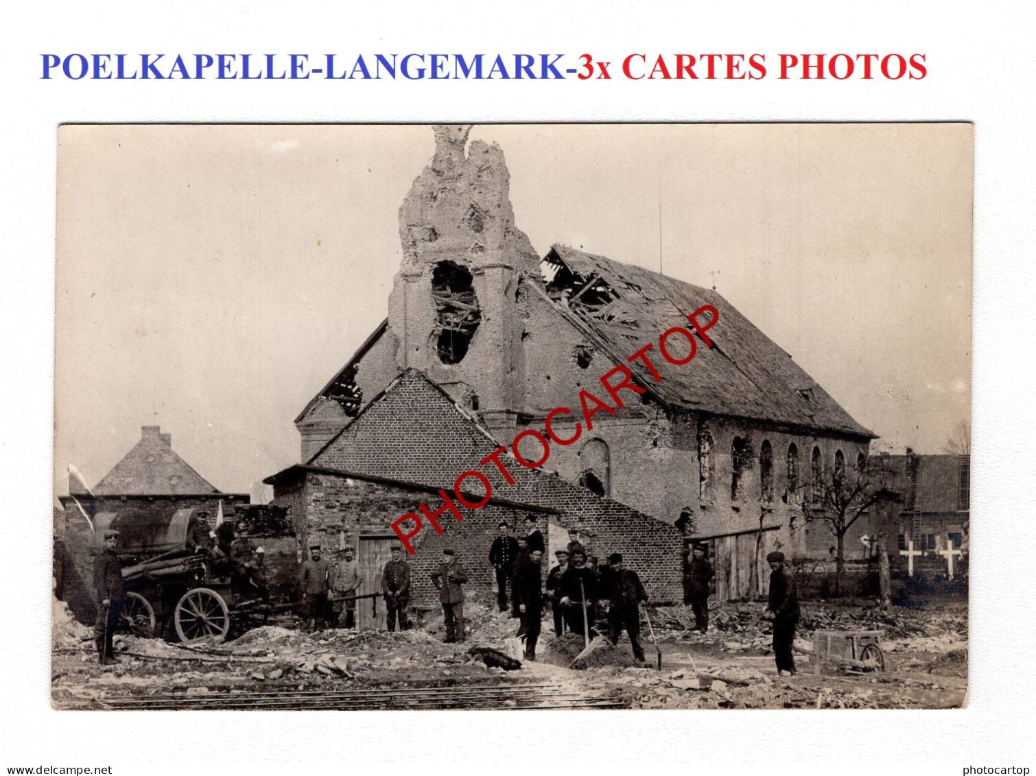 POELKAPELLE-LANGEMARK-3x CARTES PHOTOS Allemandes-GUERRE 14-18-1 WK-Militaria- - Langemark-Pölkapelle