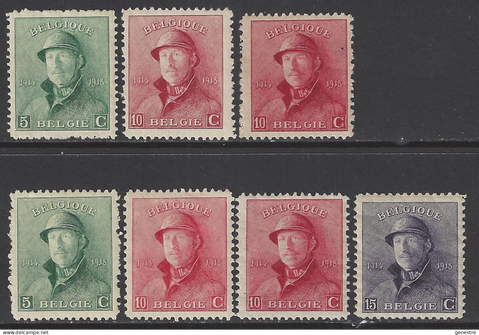 Belgique - 1919 - COB 167 - 168 - 168A ** (MNH) / 167 - 168 - 168A Et 169A * (MH) - 1919-1920  Cascos De Trinchera