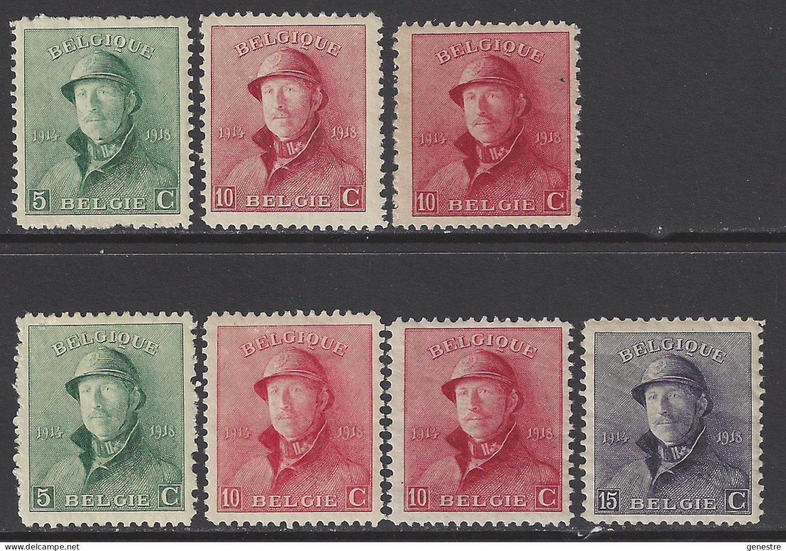 Belgique - 1919 - COB 167 - 168 - 168A ** (MNH) / 167 - 168 - 168A Et 169A * (MH) - 1919-1920 Behelmter König