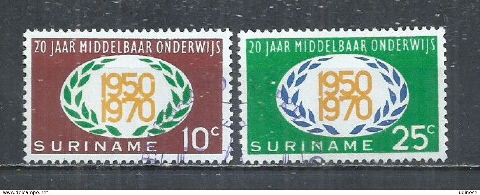 SURINAME 1970 - 20th ANNIVERSARY OF SECONDARY SCHOOL IN SURINAM - CPL. SET - USED OBLITERE GESTEMPELT USADO - Suriname ... - 1975