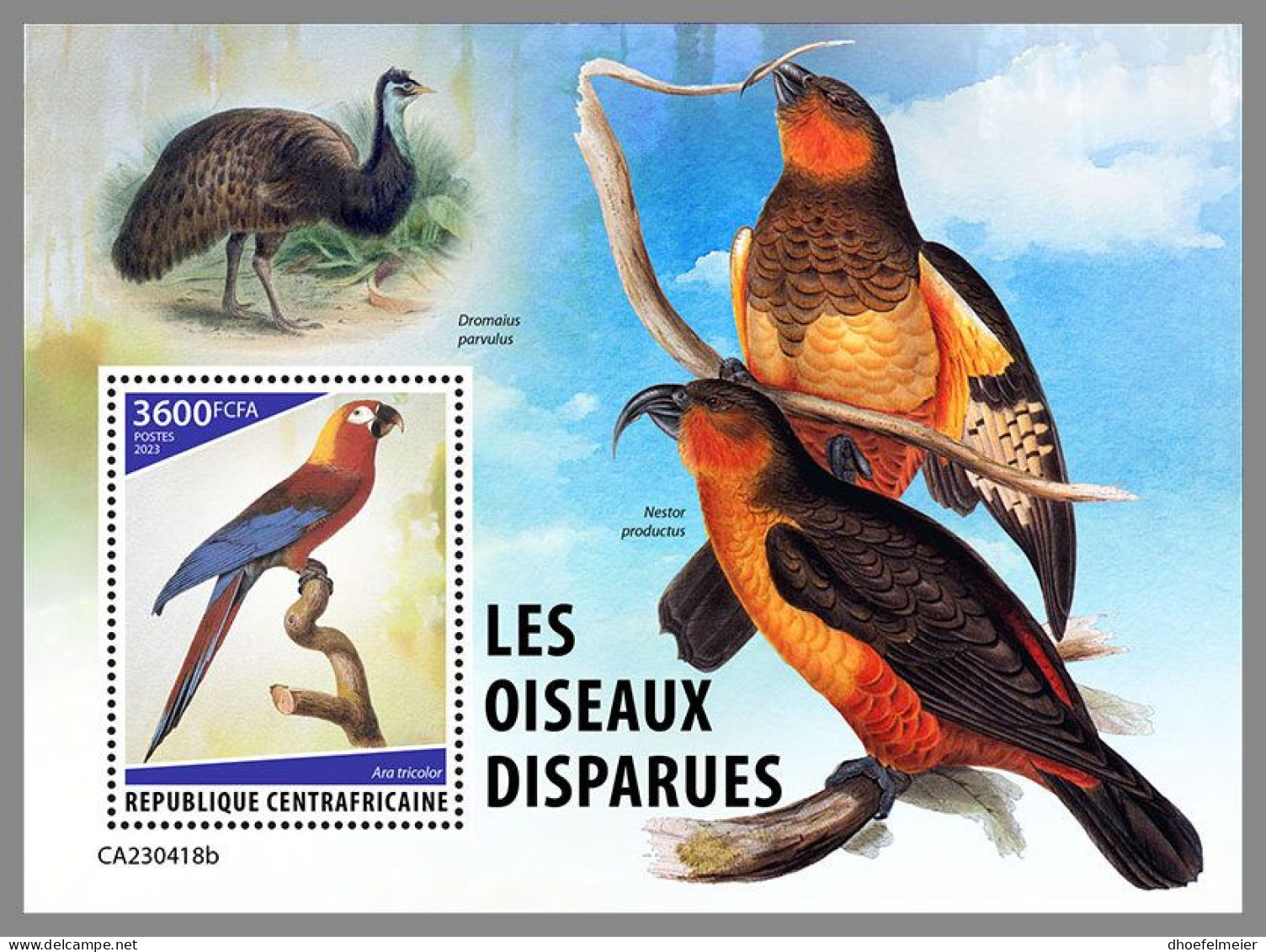 CENTRAL AFRICAN 2023 MNH Extinct Birds Ausgestorbene Vögel S/S – IMPERFORATED – DHQ2415 - Prehistorics