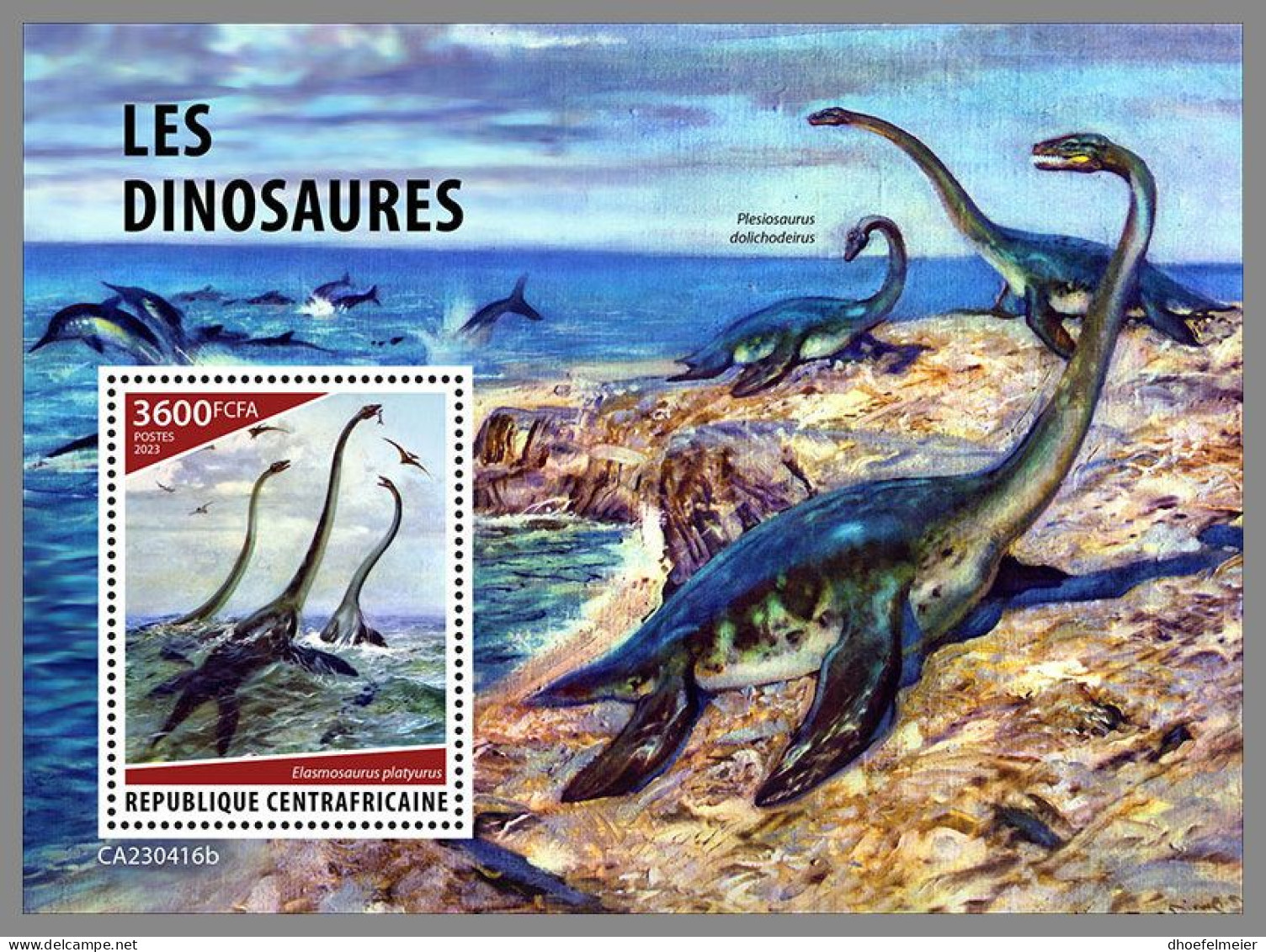 CENTRAL AFRICAN 2023 MNH Dinosaurs Dinosaurier S/S – IMPERFORATED – DHQ2415 - Prehistorics