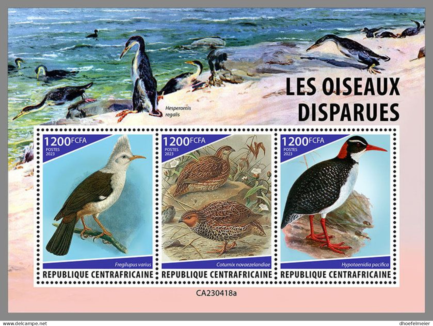 CENTRAL AFRICAN 2023 MNH Extinct Birds Ausgestorbene Vögel M/S – IMPERFORATED – DHQ2415 - Prehistóricos