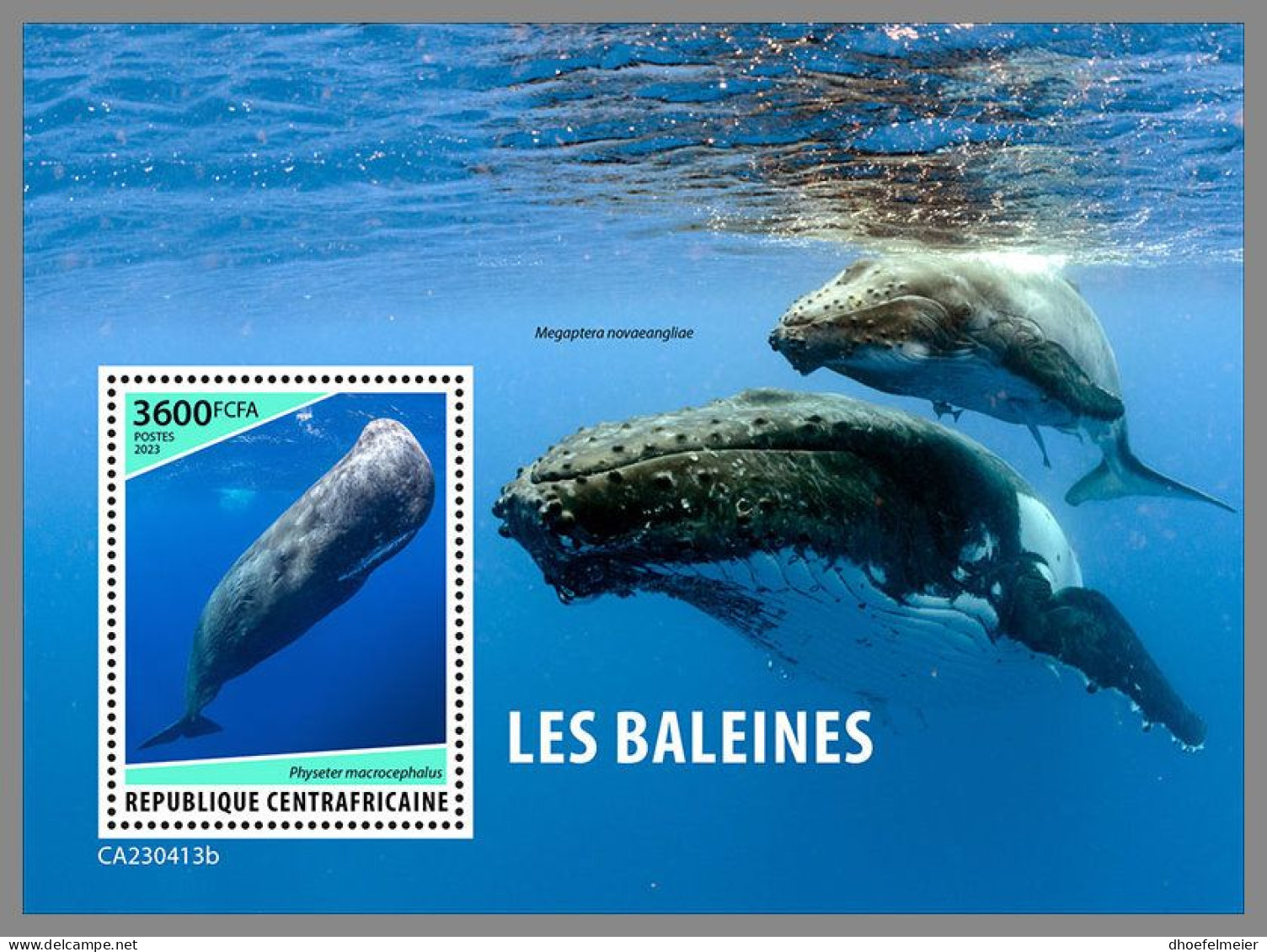 CENTRAL AFRICAN 2023 MNH Whales Wale S/S – IMPERFORATED – DHQ2415 - Wale