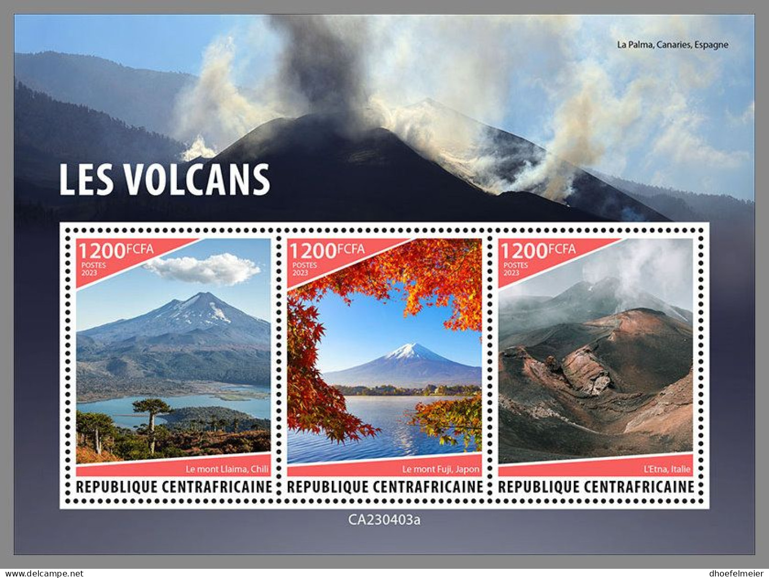 CENTRAL AFRICAN 2023 MNH Volcanoes Vulkane M/S – IMPERFORATED – DHQ2415 - Vulkane