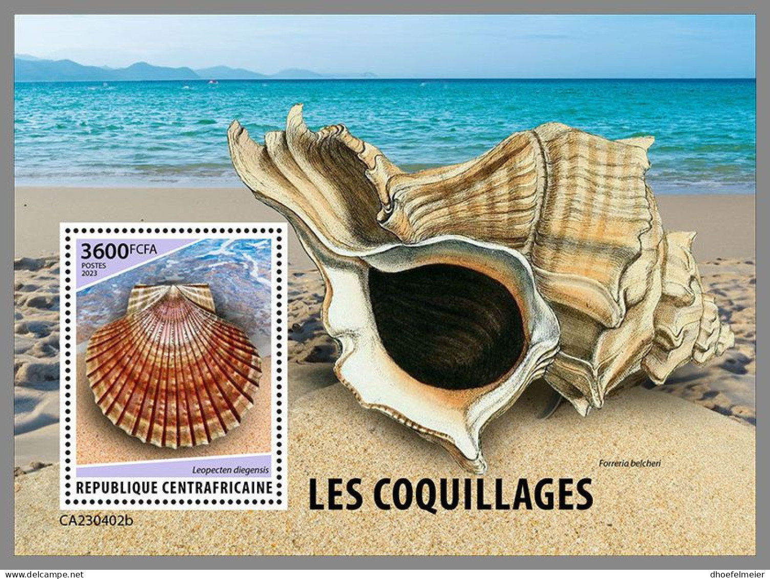 CENTRAL AFRICAN 2023 MNH Shells Muscheln S/S – IMPERFORATED – DHQ2415 - Coneshells