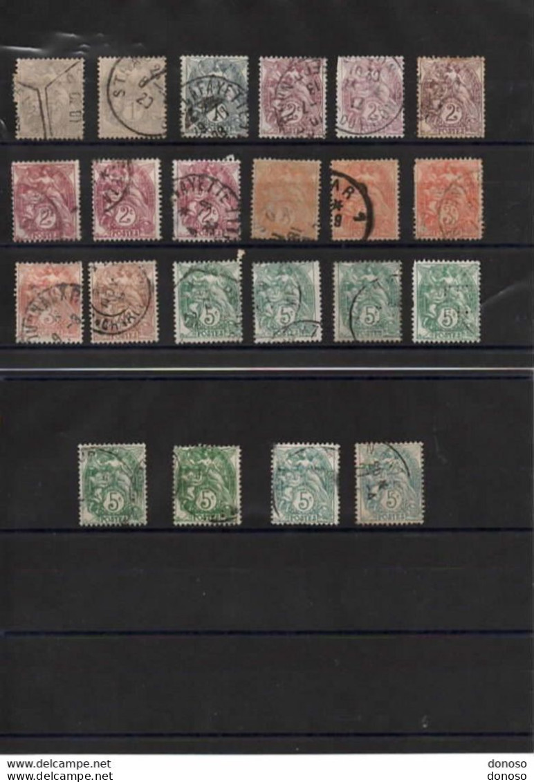 FRANCE 1900 TYPE BLANC  Yvert 107-111 Lot Oblitéré - 1900-29 Blanc