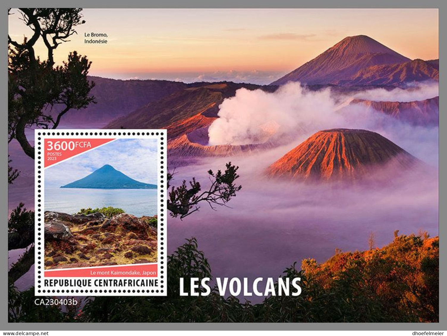 CENTRAL AFRICAN 2023 MNH Volcanoes Vulkane S/S – OFFICIAL ISSUE – DHQ2415 - Volcanos