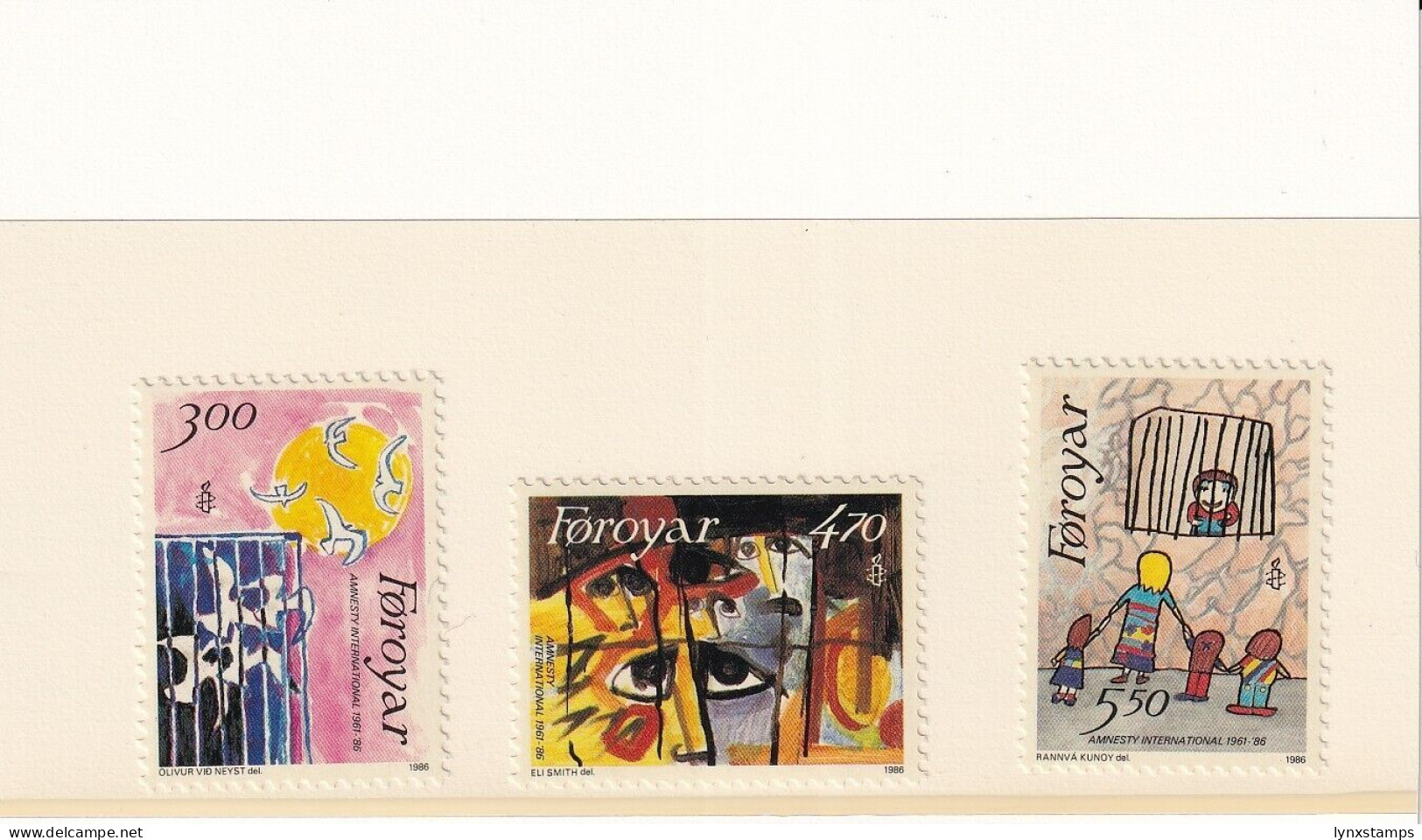 SA05 Faroe Islands 1986 25th Anniv Of Amnesty Inter Mint Stamps - Faroe Islands
