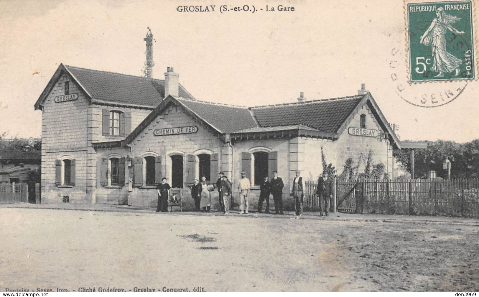 GROSLAY (Val-d'Oise) - La Gare Extérieure - Voyagé 1909 (2 Scans) Leymarie, 70 Rue Des Ecoles à Noisiel - Groslay