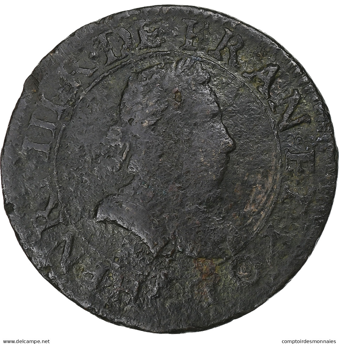 France, Henri III, Double Tournois, 1578, Paris, Cuivre, B+, Gadoury:455 - 1574-1589 Henry III