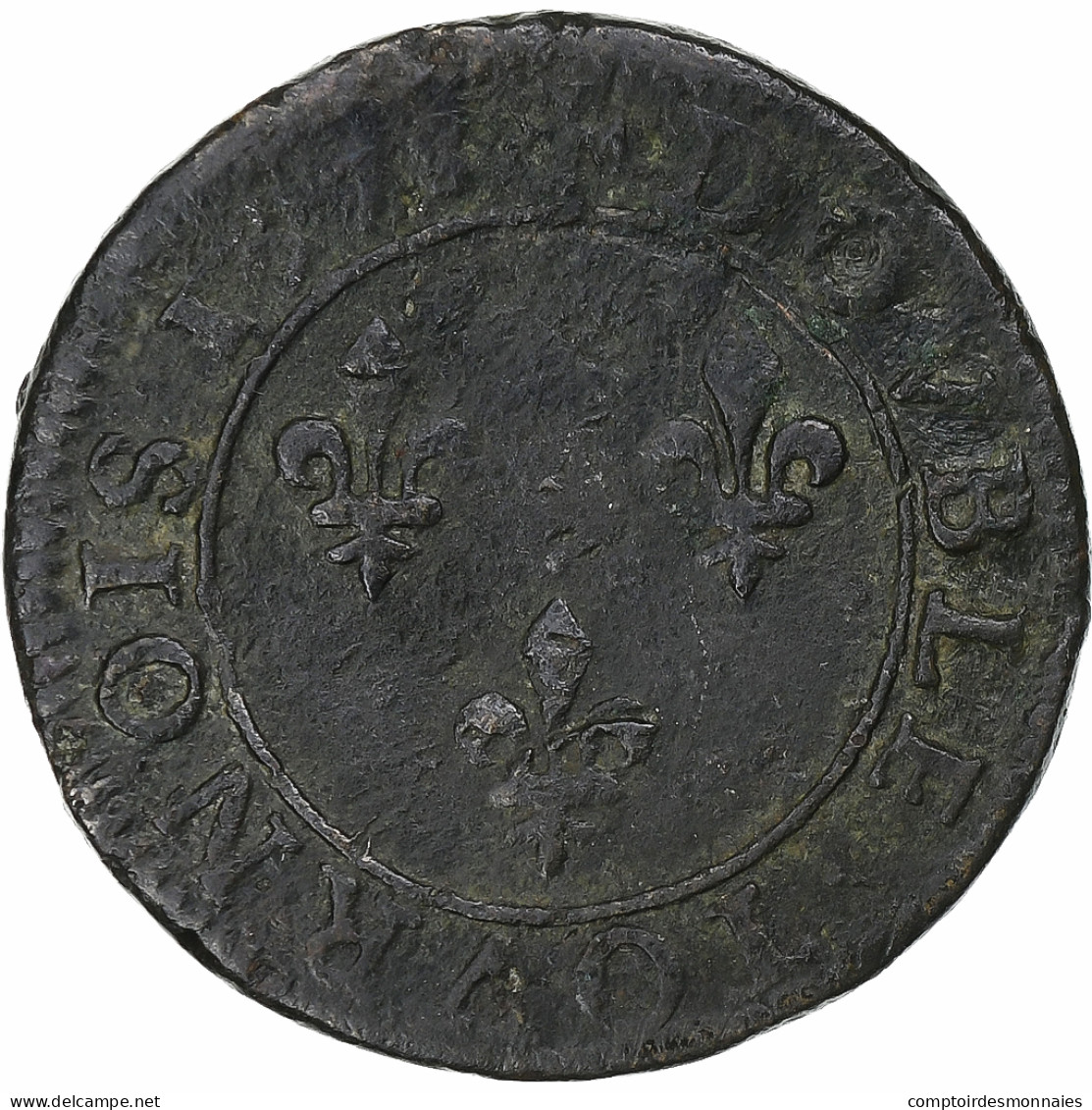 France, Henri III, Double Tournois, 1578, Paris, Cuivre, B+, Gadoury:455 - 1574-1589 Enrique III