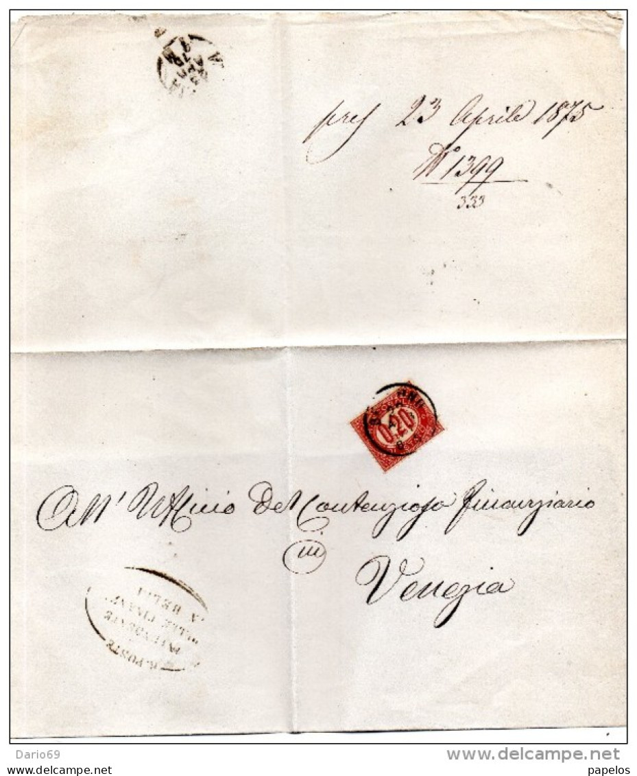 1875 LETTERA CON ANNULLO BELLUNO - Marcophilia