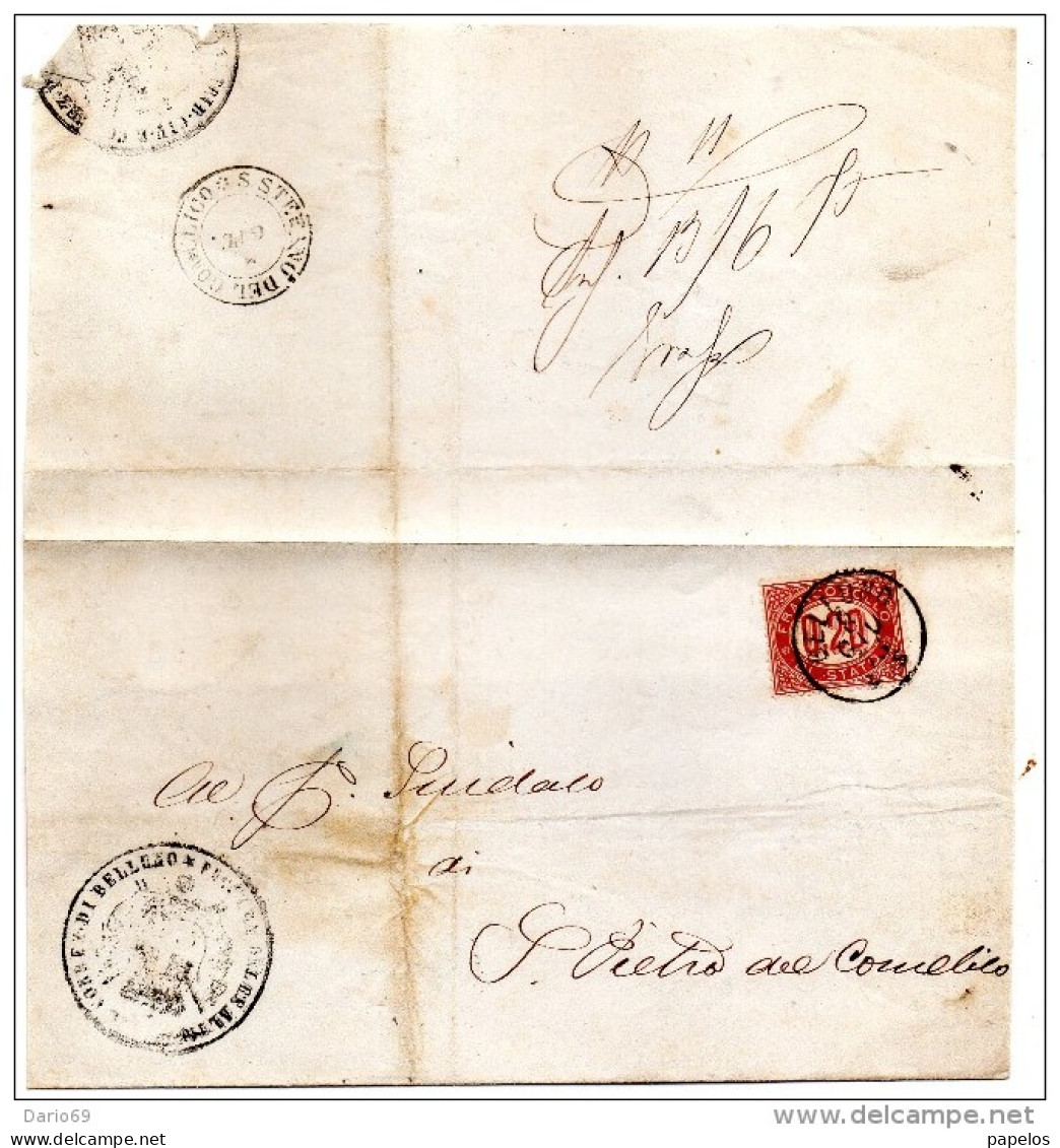 1875 LETTERA CON ANNULLO BELLUNO - Marcophilia