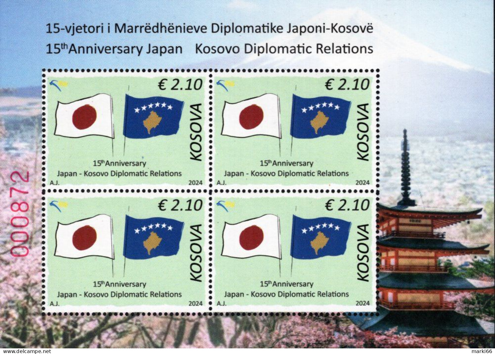 Kosovo - 2024 - 15th Anniversary Of Japan-Kosovo Diplomatic Relations - Mint Miniature Stamp SHEET - Kosovo