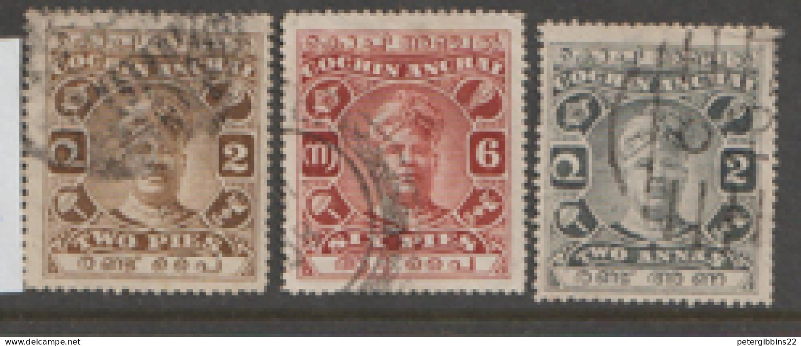 India  Cochin  1916  Various Values    Fine Used - Cochin