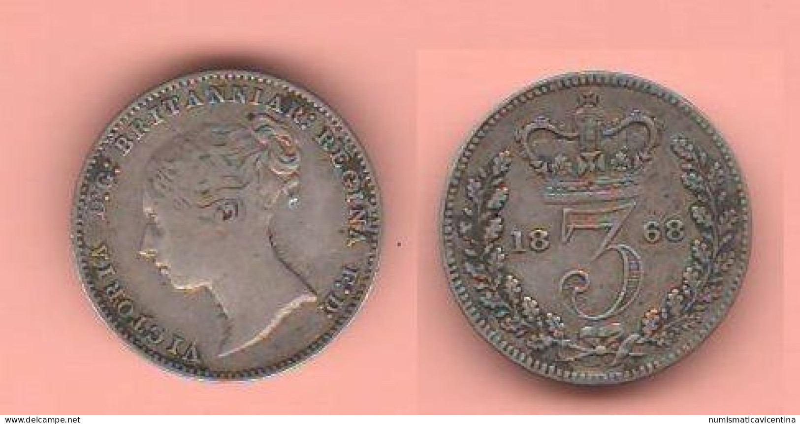 Great Britain 3 Pence 1868 Inghiterra UK Victoria Queen Silver Coin   C 9 - F. 3 Pence