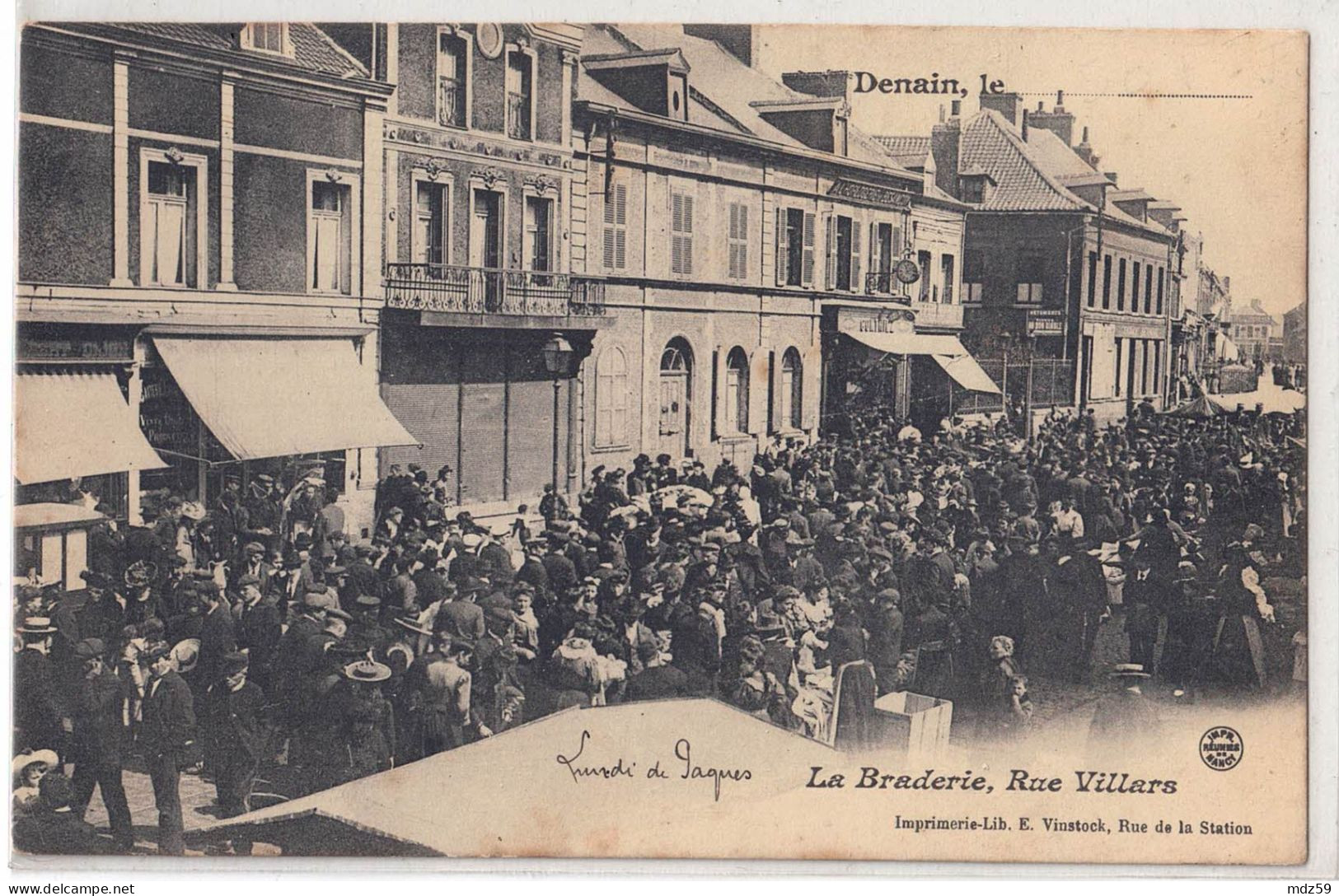 Denain 59, CPA Circulée, La Braderie Rue De Villars, Très Bon état - Denain