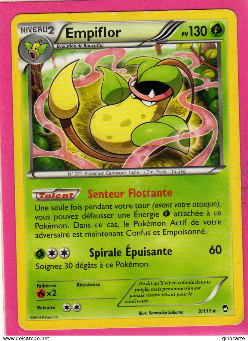 Carte Pokemon Francaise 2014 Xy Poings Furieux 3/111 Empiflor 130pv Occasion - XY