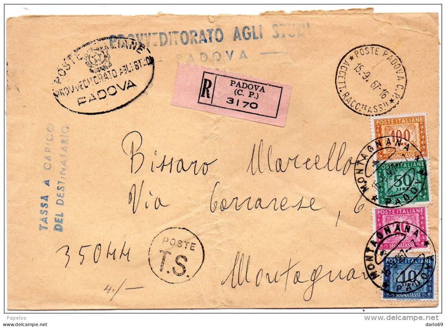 1967  LETTERA  CON ANNULLO PADOVA - Impuestos